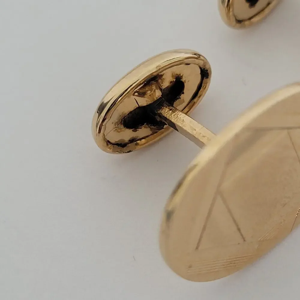 Pierre Cardin Cufflinks Gold Tone Logo Oval Geometric Logo Vintage Retro Box‎